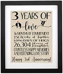 TOBOHU 3 Years of Love Burlap Print with Frame, Gifts for Husband Wife 3rd Wedding Anniversary, Gifts for Him Her 3 Years Anniversary, Couples 3rd Anniversary Decoration Romantic