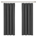 Deconovo Pencil Pleat Blackout Curtains Wide, Thermal Insulated Solid Curtains for Boys Bedroom, 66 x 54 Inch, Dark Grey, 2 Panels