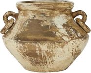 Deco 79 Ceramic Decorative Vase Distressed Centerpiece Vase, Flower Vase for Home Decoration 13" x 13" x 10", Beige