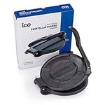 ICO Cast Iron Tortilla Press, Tortilla Maker for Corn and Flour Tortillas, Flatbread, Pataconera, Pre-Seasoned