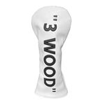 Golf Club Headcover 3 Wood Headcover Driver Headcover - Premium（PU Leather Driver Fairway Wood Hybrid Wood Head Cover Headcover White with Black Golf Accessory for Golf Clubs (1pc 3 WOOD)