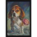 Mad Masters Dog Pet Animal Painting Aesthetic Hanging Photo Frame Decorative Item Home Decoration and Wall Decor for Living Room and Bedroom (MM 1524, 12x18 Inch, Paper, With Plexi Glass)