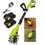 Electric Garden Rotavator, Cordless Tiller Cultivator With 2 X 2000mah Battery And Charger, 10cm Tilling Width, 25cm Working Depth, Electric Rototiller Tiller For Soil Cultivation