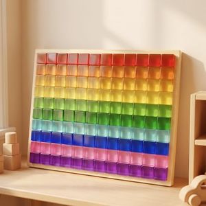 Woodtoe 120 PCS Rainbow Building Blocks for Kids, Acrylic Gem Block Age 3-6