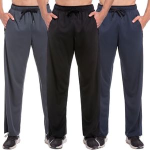 SACUIMAN Mens Athletic Sweatpants with Zipper Pockets Workout Gym Running Jogging Pants for Men Open Bottom (3 Pack,S)