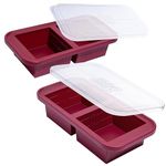 Souper Cubes 500mL (2 Cup) Silicone Freezer Molds with Lid - Silicone Molds for Freezing Soup, Broths, Leftovers and More, Soup Freezer Containers - Cranberry – 2-Pack