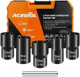 ACROTOL 6PCS Twist Socket Set Lug Nut Remover Tool, 1/2”Drive Impact Bolt Nut Extractor, for Removing Damaged, Frozen, Rusted, Rounded-Off Bolts, Nuts & Screws