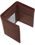 Trifold Wallets for Men RFID - Genuine Leather Slim Mens Wallet with ID Window Front Pocket Wallet Gifts for Men (Cognac Smooth)