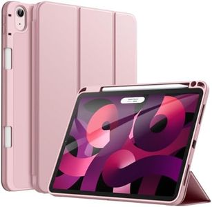 JETech Case for iPad Air 11-Inch M2 (2024), iPad Air 5/4 (2022/2020 5th/4th Generation 10.9-Inch) with Pencil Holder, Slim Tablet Cover with Soft TPU Back, Auto Wake/Sleep (Pink)