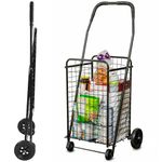 DMI Utility Cart with Wheels to be Used as a Shopping Cart, Grocery Cart, Laundry Cart and Stair Climber Cart, Weighs 7.5 Pounds but Holds up to 90 Pounds, Compact and Foldable, Black