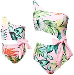 JerrisApparel Family Matching Swimsuit One Piece One Shoulder Bikini Waist Swimwear, Printed, Small