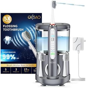 OILSAO Electric Toothbrush with Water Flosser, Advanced 2.0 Flossing Toothbrush Combo in One with 500 ML Tank & 30-Day Battery,5 Modes & 3 Speeds,for Adults,Implants,Sensitive Gum, Braces Care,Gray