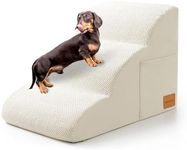 Jypawsie Pal Doggy Steps for Small Dogs 15.7H 3 Step Dog Stairs for Beds and Couch, Non-Slip Balanced Dog Bed Ladder Indoor White for Small Dogs to get on Bed