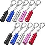 10 Pieces Mini Led Flashlight Keychain Portable Bright Flashlight Keychain Ring Light Torch with Hook for Camping, Battery Included()