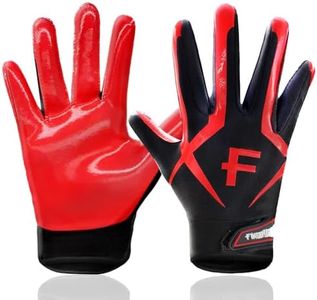 FINGER TEN Football Receiver Gloves Youth Receiving Gloves Pro 3.0 Durable Breathable Flexible for Kids Boys Girls in White Red Black Blue Small Large Medium X-Large (A-Red, Medium)