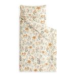 Wake In Cloud - Toddler Nap Mat with Pillow and Blanket, for Kids Boys Girls in Daycare Preschool Kindergarten, Cute Soft Roll Up Sleeping Bag, Floral Orange Cream, Standard Size