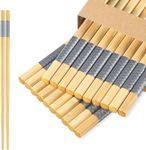 Dravina Bamboo Chopsticks Reusable 10 Pairs Which is BPA Free, Odorless, Heat Resistant, Dishwasher Safe| Solid Bamboo Chopstick Ideal for Sushi Making Kit, Non-Slip Chop Sticks- Gift Set- 24cm