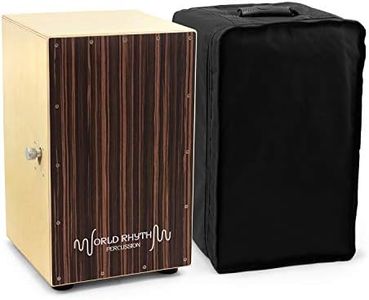 World Rhythm Cajon Cahon Full Size Box Drum with Adjustable Snare, Padded Gig Bag, Cushion - wood color- World Rhythm CAJ2-BK