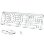 Wireless Keyboard and Mouse Set, iClever Keyboard and Mouse Rechargeable Full Size with Numeric Keypad, Energy Saving 2.4G USB Ultra Slim Silent Wireless Keyboard for Mac OS/Windows/Computer/Laptop