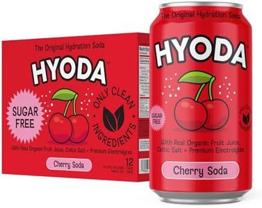 HYODA Cherry Soda, Gluten Free and Vegan Sparkling Electrolyte Drink, Made with Organic Cherry Juice, Celtic Salt, and Calcium, Keto, Zero Sugar, Plant Based, Caffeine Free, 12 FL OZ Cans, 12 Pack