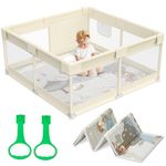 Fodoss Baby Playpen with Mat, Small Baby Play Pen(47x47inch), Playpen for Babies and Toddlers, Baby Pen for Apartment, Play Yard for Baby, Baby Fence Play Area Playyard Activity Center (Beige)