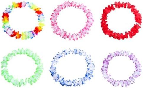 ZCSOWE 6 pièces décorations de fête lei hawaïen Collier de Fleurs hawaïen Bandeau de Fleurs adapté aux décorations de fête à thème de Plage baptême de fête d'anniversaire hawaïen