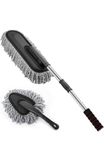 E-COSMOS Combo 2 PCS Super Soft Microfiber Car Cleaning Brush Ideal as Mop Duster|Car Duster Exterior with Extendable Handle|Multipurpose Dust Cleaner Car Wash Brush for Home (Combo)