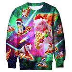 ALISISTER Ugly Christmas Pullover Jumpers 3D Printed Elf Crew Neck Sweatshirts Sweater Clothing Tshirts for Gentleman and Ladies L