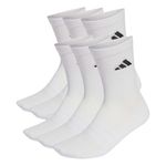 adidas Unisex Cushioned Crew Socks 6 Pair Pack, white/white/black, 8.5-10