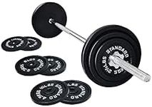 Signature Fitness Cast Iron Standard Weight Plates Including 5FT Standard Barbell with Star Locks, 45-Pound Set (35 Pounds Plates + 10 Pounds Barbell), Multiple Packages, Style #1