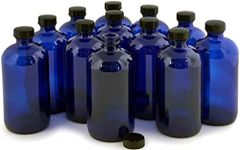 Vivaplex, 12, Cobalt Blue, 16 oz Glass Bottles, with Lids