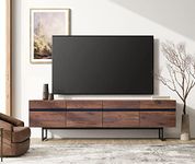 WAMPAT Mid-Century Modern 71" TV Stand for up to 75 inch TV Entertainment Center TV Console with Storage Cabinets Media Console for Living Room, Brown