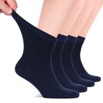 Hugh Ugoli Diabetic Socks for Men, Loose Ankle Socks Bamboo,Extra-Wide, Thin, Seamless Toe and Non-Binding Top, 4 or 8 Pairs, 08- Navy Blue (4 Pairs), 11-13