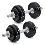 Amazon Brand - Symactive Cast Iron Spinlock Adjustable Dumbbell For Home Gym, Bodybuilding Fitness and Core Fitness (20KG, BLACK)