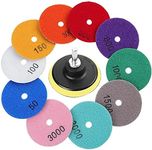 OCR Diamond Polishing Pads 3 inch Wet/Dry Polishing Kit 10pcs 50#-3000# Grit Pads Plus a Backer Pad for Granite Concrete Marble Polishing