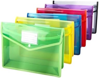 6 Pcs Document Wallets, A4 Undivided Labels and Perspective Plastic Wallets, Plastic Folder with Snaps for School Office Home