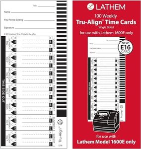 Lathem TruAlign E16 Time Cards for 1600E, Weekly, 1-Sided, 4" x 9", White, Box of 100