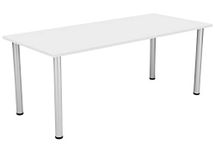 Office Hippo Desk Table, Sturdy & Robust Computer Table, Stylish Work Table For Home Office, Ideal For Canteen or Meeting Room, High Table Desk, 5 Year Guarantee - White