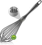 OYV Dishwasher Safe Whisk, Professional Whisks For Cooking Non-Scratch, Stainless Steel & Silicone Wisk, Plastic Rubber Whisk Tool For Nonstick Cookware Pans, Heat Resistant Whisk 12-Inch, Grey.