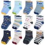 HYCLES Baby Girp Socks 12 Pairs for Boys Girls 0-7 Years Toddler Infant Kids Children Non Skid Anti-slip Socks 1-3 Years