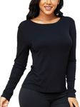 LIQQY Women's Ultra Thin Scoop&Crew Neck Undershirt Long-Sleeve Thermal Underwear Shirt Top