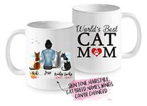 Custom Cat Mom Mug - Personalized Pet Name Breed Name - World's Best Cat Mom Coffee Mug, Mother's day Birthday Gift from Cat for Cat Lovers, Fur Mom, Cat Memory Gift 11 or 15 Oz