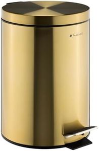 Navaris Poubelle Salle de Bain 12L - Poubelle à Couvercle avec Seau Intérieur Pédale et Poignée 38 x 25 cm pour Cosmétique Salle de Bain Cuisine - Doré