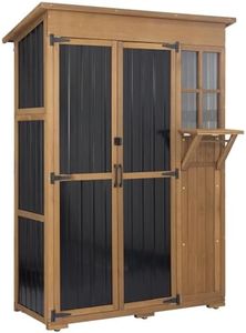 Large Outdoor Storage Cabinet Waterproof with Shelves, Outside Storage Shed Tall Backyard Cabinet with Fold-Out Table for Patio, Garage, Garden, Pool Accessories Storage (70.5" H x 51" L)