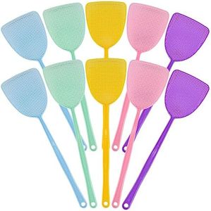 Plastic Fly Swatter, Pack of 10, Multi-Colour Strong Fly Killer, Manual Pest Control Fly Catcher for Indoor Outdoor Mosquitoes, Flies, Spiders, Insects