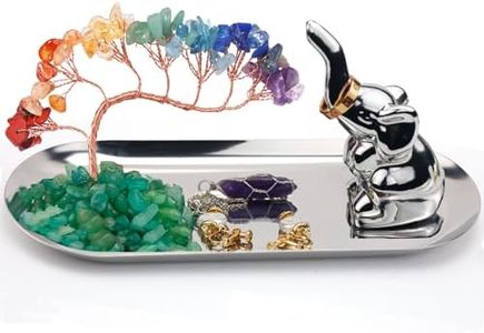 Carselage Elephant Ring Holder for Jewelry, Elephant Gifts for Women, Chakra Crystal Tree Ring Dish Earrings Box Organizer Trinket Tray, Living Room Bathroom Home Decoration, Mothers Day Mom Gifts