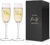 Mr and Mrs Champagne Flutes - Wedding Champagne Flutes for Bride & Groom Champagne Glasses - Mr and Mrs Gifts - 6oz Wedding Glasses for Bride and Groom Gifts, Wedding Toasting Glasses, Wedding Flutes