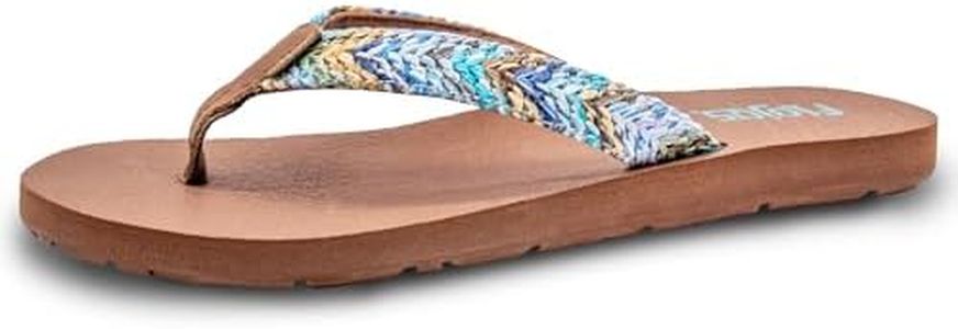 Flojos Juno Weave Women's Sandal, Aqua/Brown Multi, 8 M US