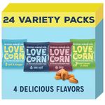 LOVE CORN Variety Pack (6x Sea Salt, 6x BBQ, 6x Salt & Vinegar, 6x Sour Cream & Chive 20g) – Healthy Snacks Ideal for Gluten Free & Vegan Diets – Low Sugar Alternative for Crisps and Mixed Nuts