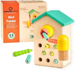 CURIOUS CRATE Magnetic Bird Feeder & Worm Catcher | Wooden Montessori Early Learning Toy for Toddlers | Developmental Toy for Fine Motor Skills & STEM Learning | Gifts for Kids Ages 2+ Years